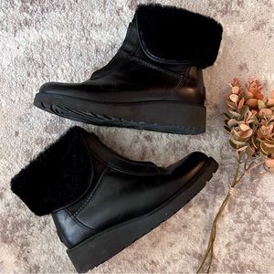 Womens UGG Caleigh wedge black leather boots